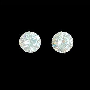 Large 14k white gold CZ stud earrings 10mm